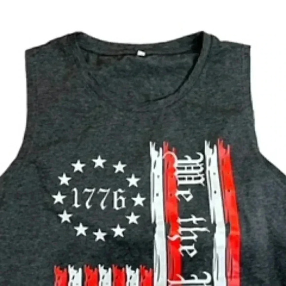 We The People 1776 Flag Tank Top Adult Sz XL. Gray sleeveless shirt workout‎ - Picture 7 of 8